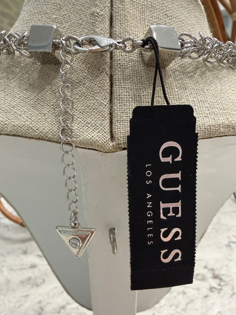 GUESS Brand Silvertone Necklace and Blue Crystal Dragon Earrings Set - Picture 2 of 8